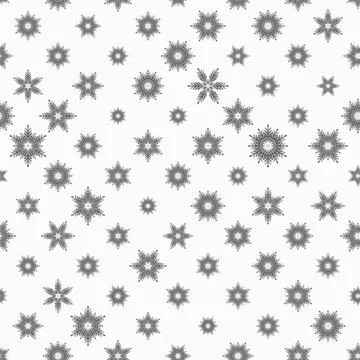 Winter seamless pattern with grey snowflakes on white background. Vector Stock Illustration