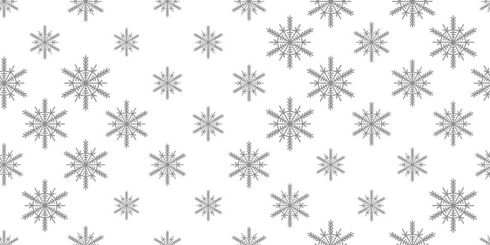 Winter seamless pattern with grey snowflakes on white background. Vector 스톡 일러스트