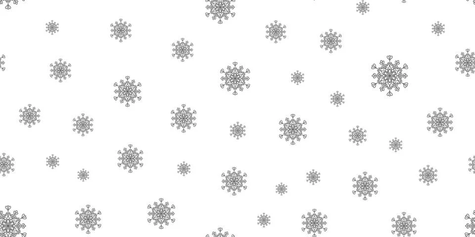 Winter seamless pattern with grey snowflakes on white background. Vector Stock Illustration