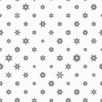 Winter seamless pattern with grey snowflakes on white background. Vector Stockillustratie