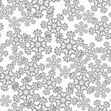 Winter seamless pattern with grey snowflakes on white background. Vector 库存插图