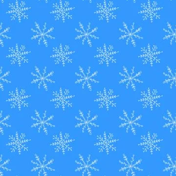 Winter seamless pattern from hand drawn snowflakes in doodle style. Christmas Stock Illustration