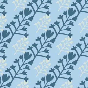 Winter seamless pattern with navy blue elements and pastel blue background. L Illustrazione stock