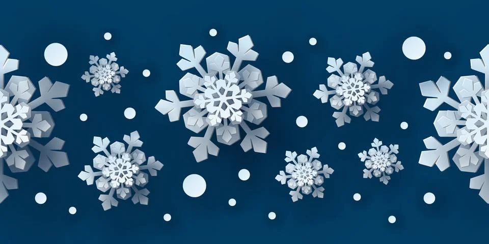 Winter seamless pattern with paper cut snowflakes. Stockillustratie