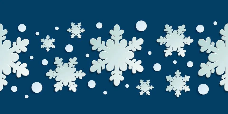 Winter seamless pattern with paper cut snowflakes. Иллюстрация