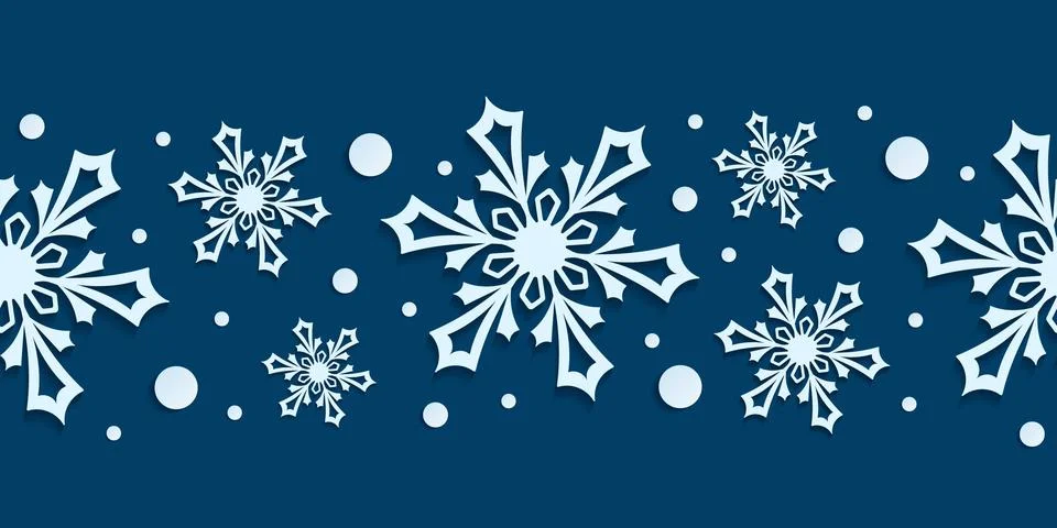 Winter seamless pattern with paper cut snowflakes. Ilustración de archivo