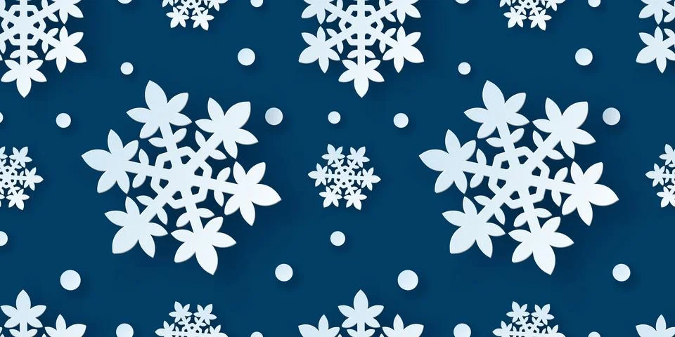 Winter seamless pattern with paper cut snowflakes. Stockillustratie