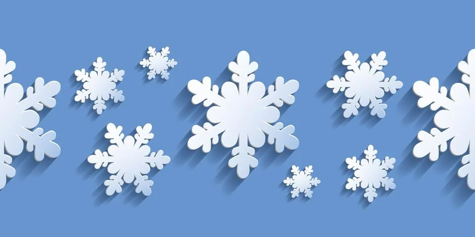 Winter seamless pattern with paper cut snowflakes. Stock Illustration