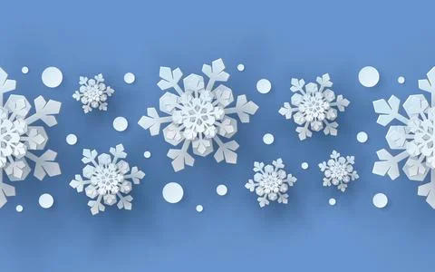 Winter seamless pattern with paper cut snowflakes. Иллюстрация