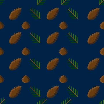 Winter seamless pattern with pine branches and cones Stock Illustration