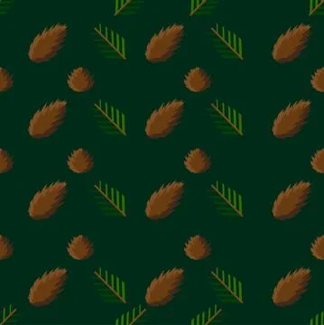 Winter seamless pattern with pine branches and cones Stock Illustration