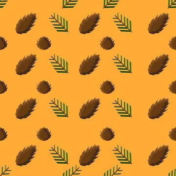 Winter seamless pattern with pine branches and cones Stock Illustration