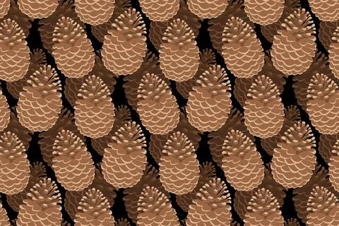 Winter seamless pattern with pinecones. Design for wrapping paper, fabric, .. Stock Illustration