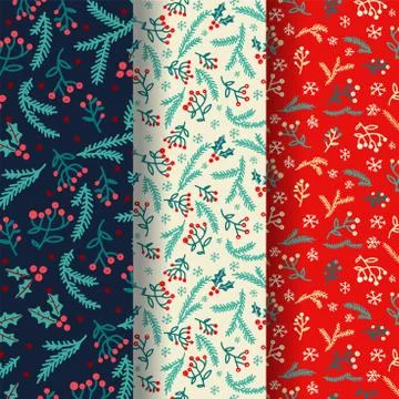 Winter seamless pattern set with decorative winter elements. Vector design. B イラスト素材