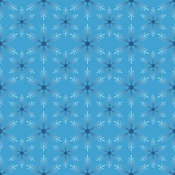 Winter seamless pattern with snowflakes on blue background. Vector illustration Stock Illustration