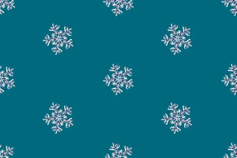Winter seamless pattern. Snowflakes on a blue background. Stock Illustration