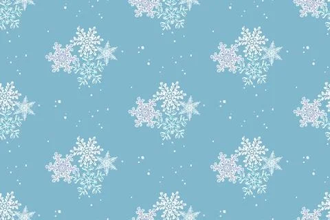 Winter seamless pattern. Snowflakes on a blue background. Stock Illustration