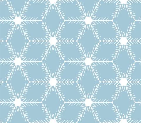 Winter Seamless Pattern Snowflakes in geometric style, white on a blue backgr Stock Illustration