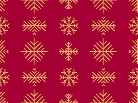 Winter seamless pattern with snowflakes. Geometric snowflakes of different .. Stock Illustration
