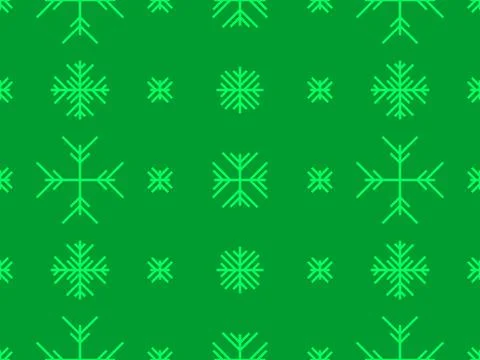 Winter seamless pattern with snowflakes on a green background. Geometric sn.. Stock Illustration