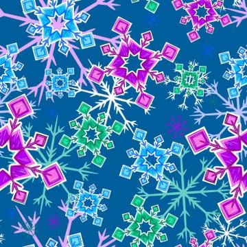 Winter Seamless Pattern with  snowflakes. Vector illustration. Stock Illustration