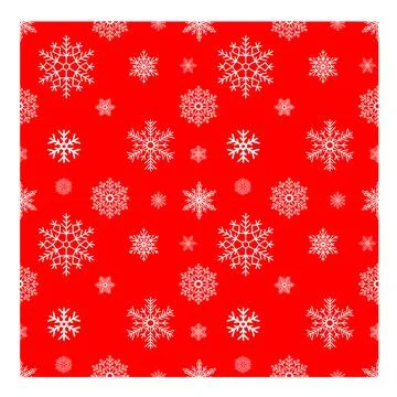 Winter seamless pattern of snowflakes, white continuous pattern on red backgr Stock Illustration