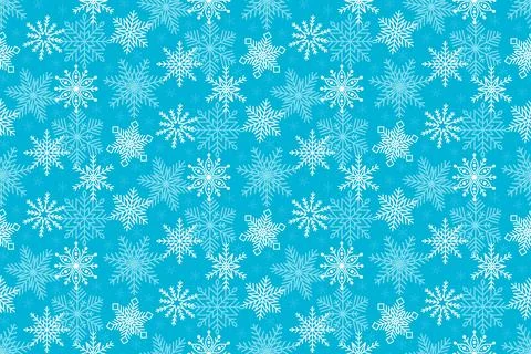 Winter seamless pattern with snowflakes. White snow on blue background. Hol.. Illustrazione stock