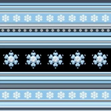 Winter seamless pattern - striped with snowflake motif in blue Stock Illustration