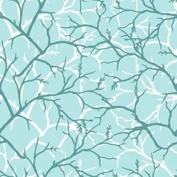 Winter seamless pattern with stylized tree branches Illustrazione stock