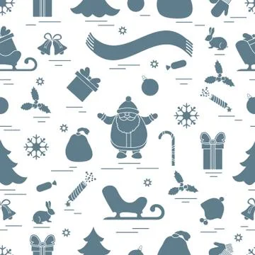 Winter seamless pattern with variety Christmas elements:  tree, balls, petard Stockillustratie
