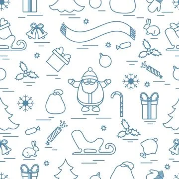 Winter seamless pattern with variety Christmas elements:  tree, balls, petard イラスト素材