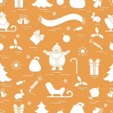 Winter seamless pattern with variety Christmas elements:  tree, balls, petard 스톡 일러스트