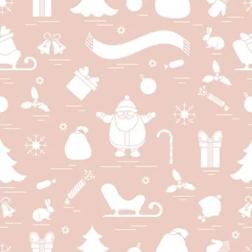 Winter seamless pattern with variety Christmas elements:  tree, balls, petard 스톡 일러스트