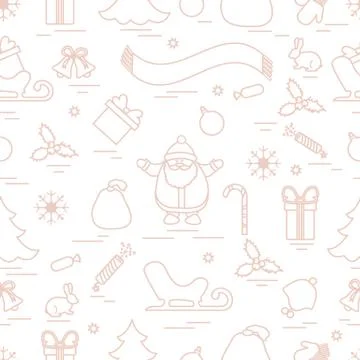 Winter seamless pattern with variety Christmas elements:  tree, balls, petard 스톡 일러스트