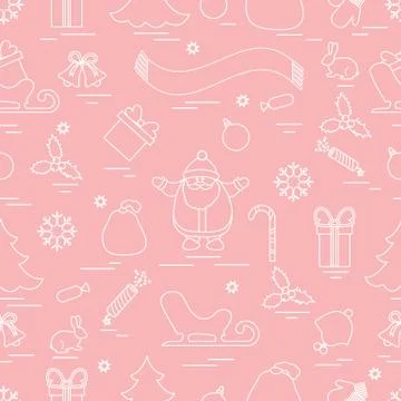 Winter seamless pattern with variety Christmas elements:  tree, balls, petard イラスト素材
