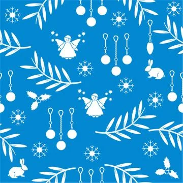Winter seamless pattern with variety new year and christmas symbols. Stock-Illustration