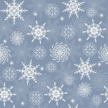 Winter seamless pattern with the white snowflakes Stock Illustration
