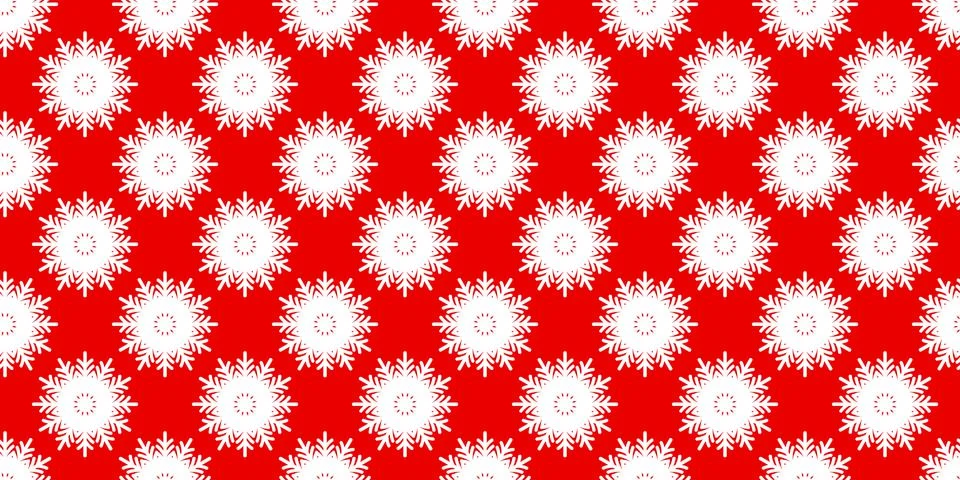 Winter seamless pattern with white snowflakes on red background. Vector Stockillustratie