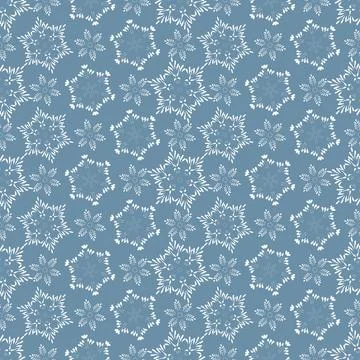 Winter seamless pattern with white snowflakes on grey background. Vector Stock Illustration