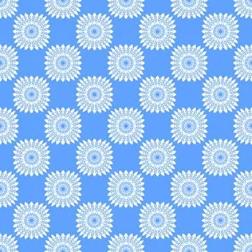 Winter seamless pattern with white snowflakes on blue background. Vector 스톡 일러스트