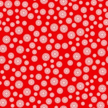 Winter seamless pattern with white snowflakes on red background. Vector 库存插图