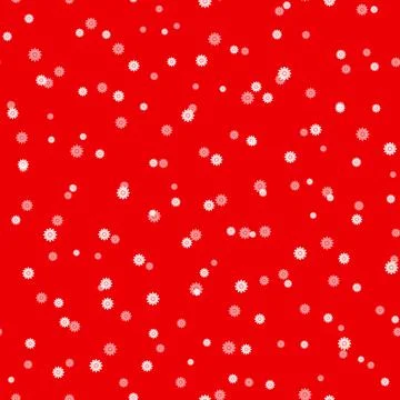 Winter seamless pattern with white snowflakes on red background. Vector Stock Illustration