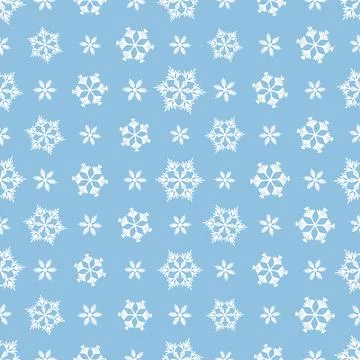 Winter seamless pattern with white snowflakes on grey background. Vector Stock Illustration