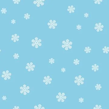 Winter seamless pattern with white snowflakes on blue background. Vector 스톡 일러스트