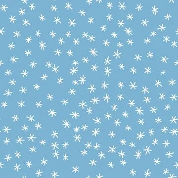 Winter seamless pattern with white snowflakes on blue background. Vector 스톡 일러스트