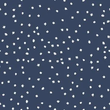 Winter seamless pattern with white snowflakes on blue background. Vector 스톡 일러스트