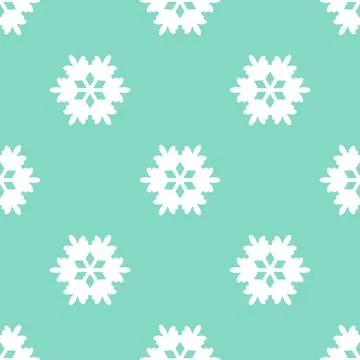 Winter seamless pattern with white snowflakes on blue background. Vector Stock Illustration