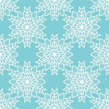 Winter seamless pattern with white snowflakes on blue background. Vector 스톡 일러스트