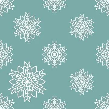 Winter seamless pattern with white snowflakes on blue background. Vector 스톡 일러스트
