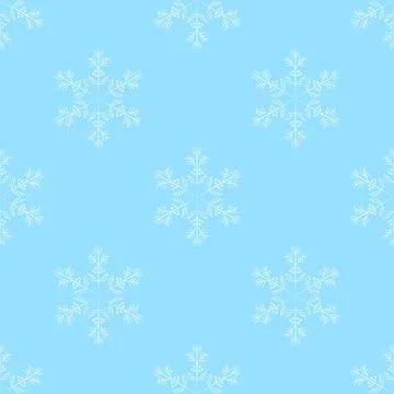 Winter seamless pattern with white snowflakes on blue background. Vector 스톡 일러스트